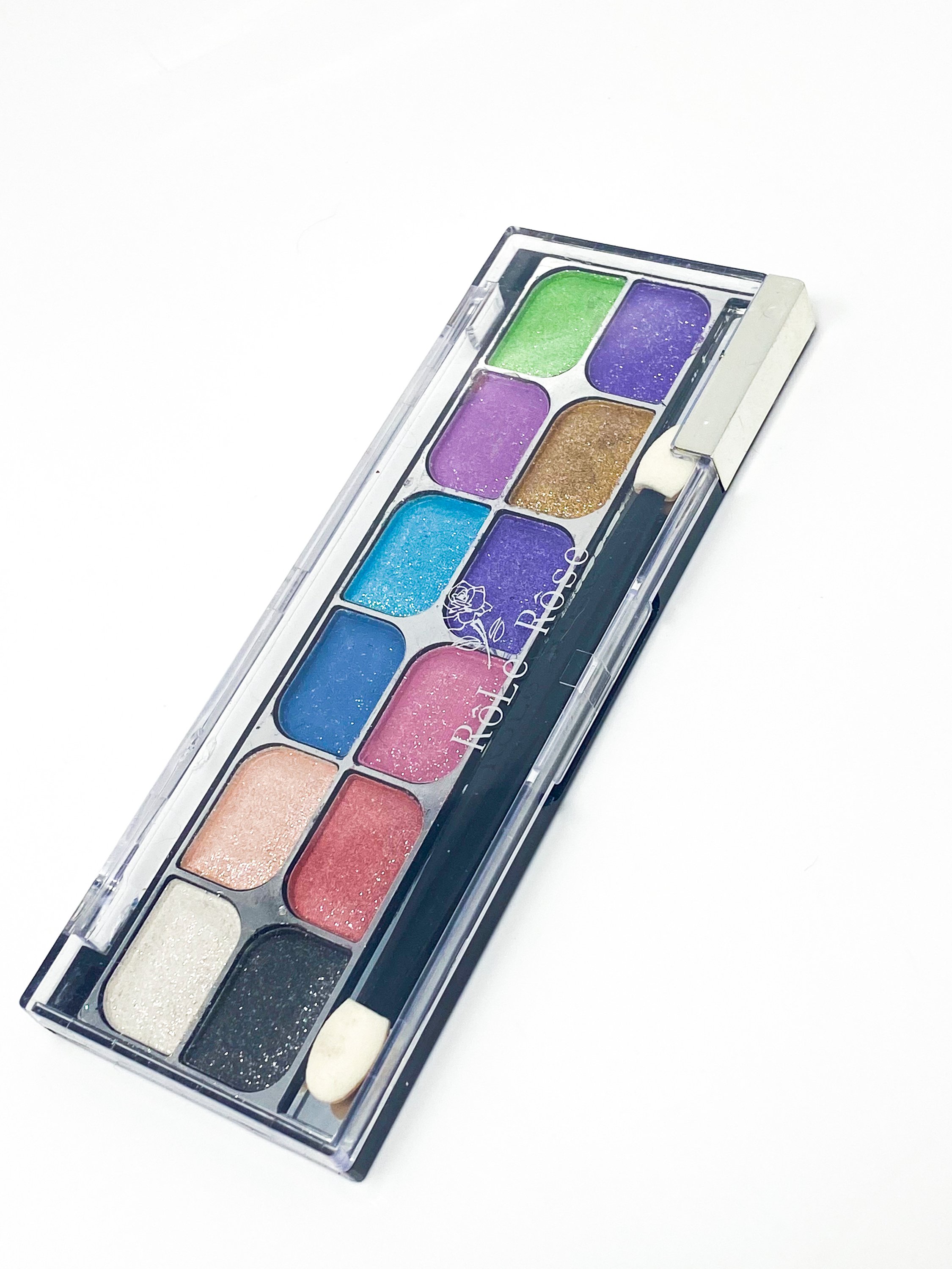 A vibrant 12 Rich Pigment Eye Shadow Palette featuring a variety of shimmering colors for versatile makeup looks.