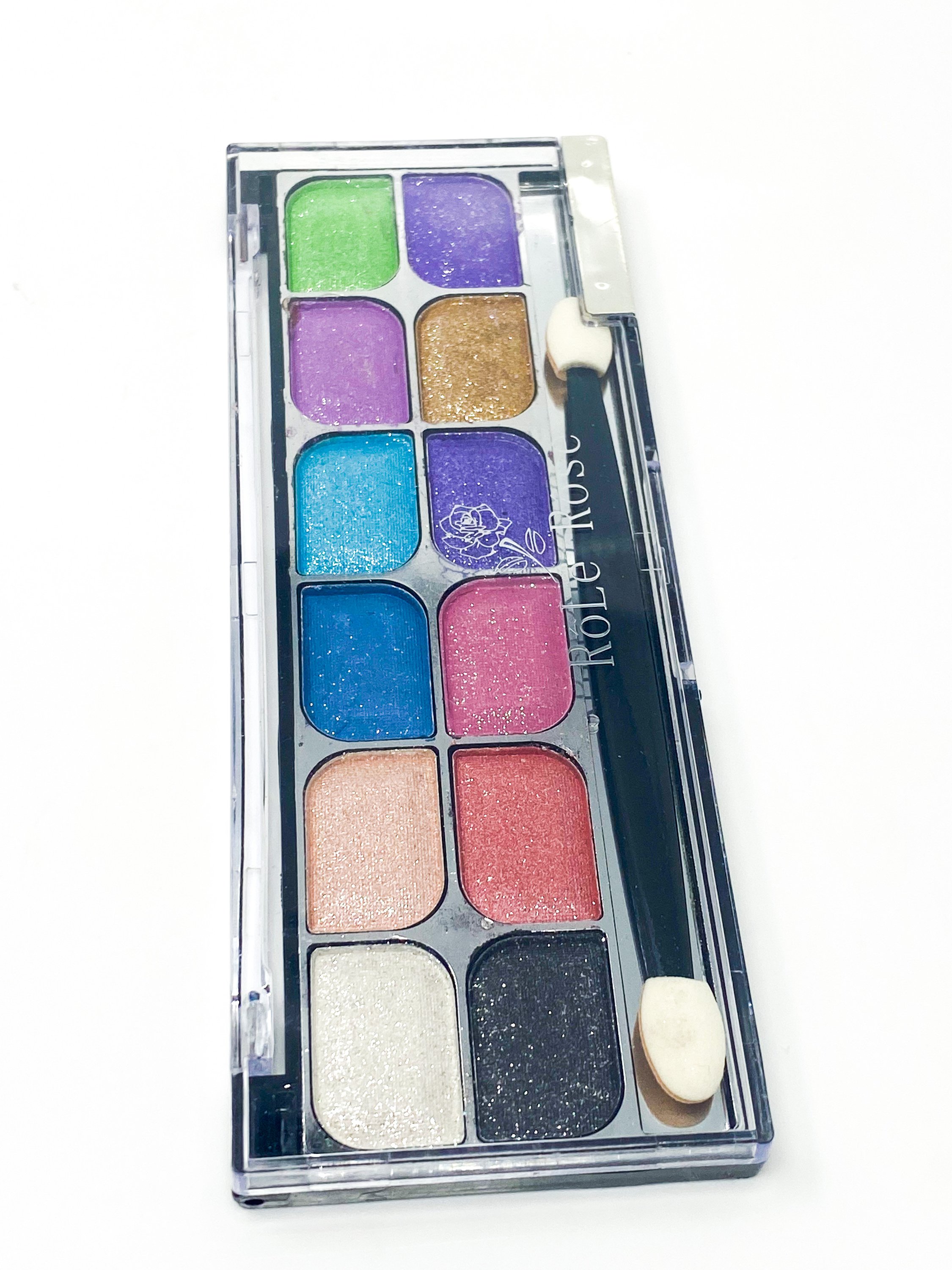 A vibrant 12 Rich Pigment Eye Shadow Palette featuring a variety of shimmering colors for versatile makeup looks.