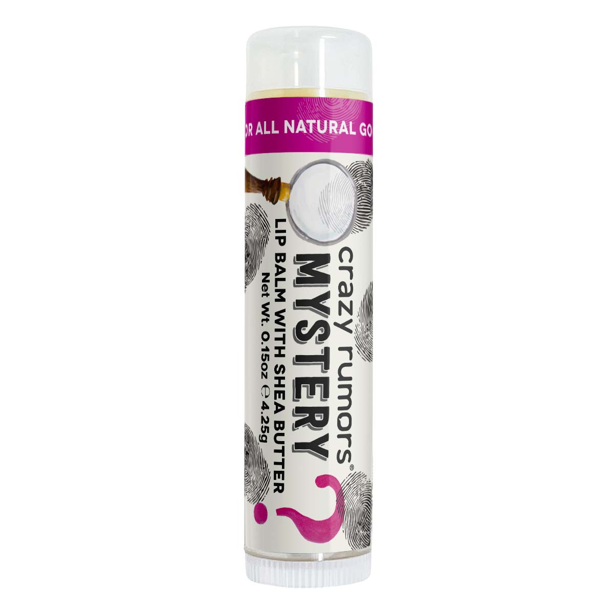 A 0.15oz tube of the Mystery product featuring a unique flavor blend, showcasing its natural and vegan ingredients.