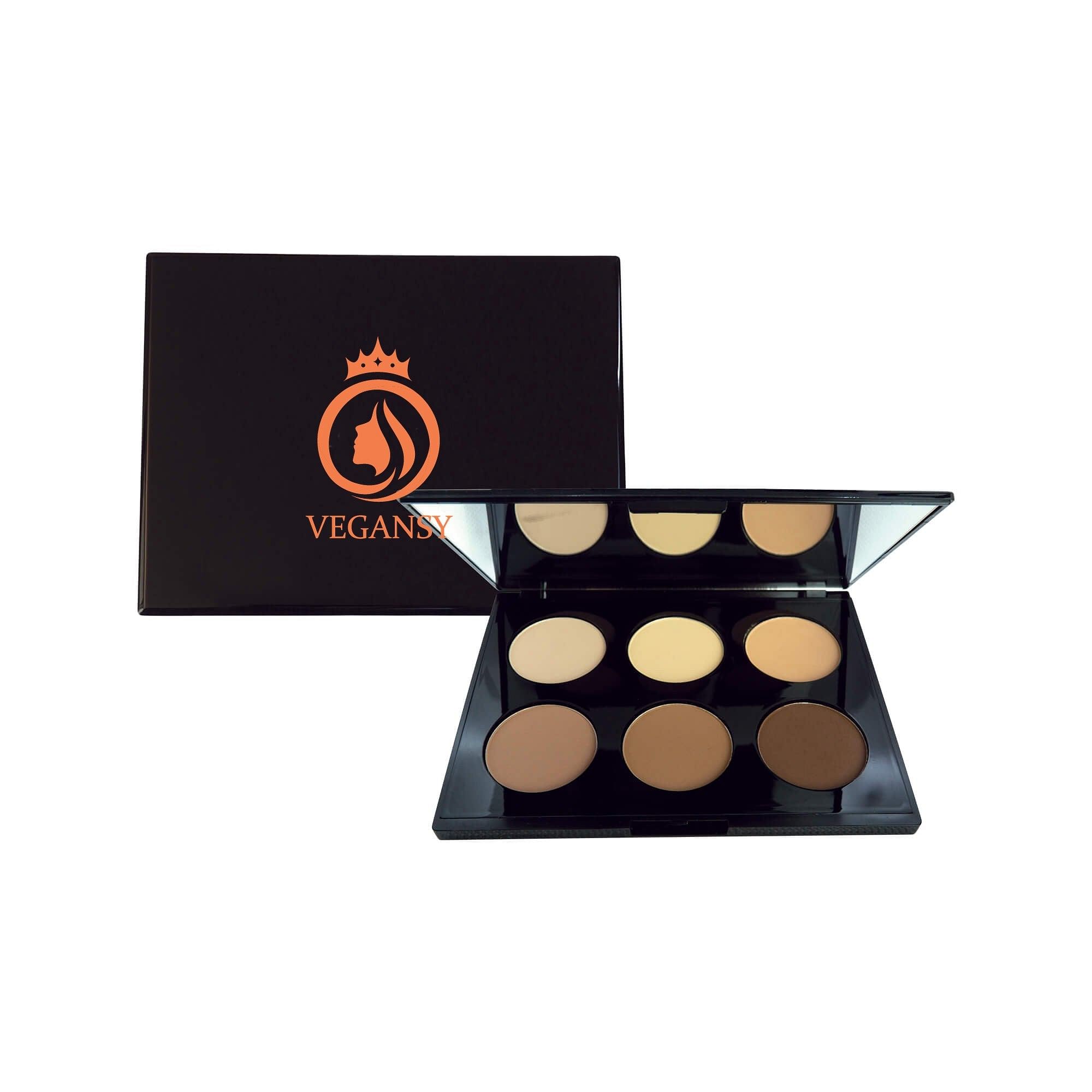Natural Glow contour and highlight palette featuring six matte shades in a sleek, recyclable packaging, perfect for sculpting and defining facial features.