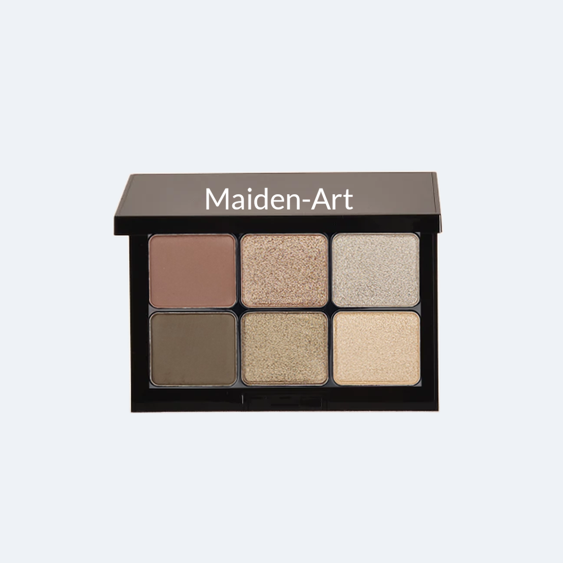 Natural Tone Eyeshadow Palette featuring 6 buildable shades in rich velvet mattes and luxurious shimmers, perfect for versatile eye looks.
