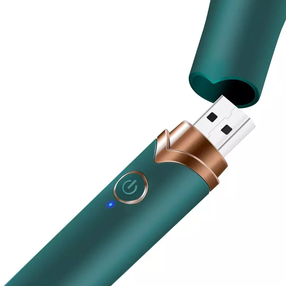 New Vibration Cosmetics Makeup Blending Brush with 10 vibration modes, featuring a sleek design and high-quality rayon bristles for flawless makeup application.