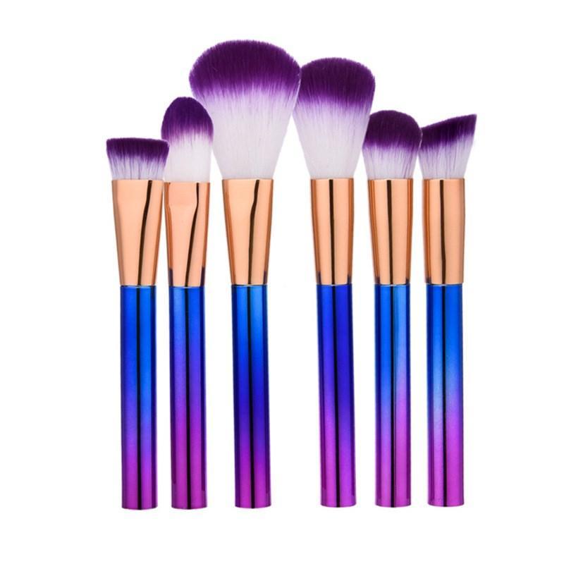 Purple Foundation Makeup Brushes with soft nylon bristles and durable plastic handles, perfect for flawless makeup application.