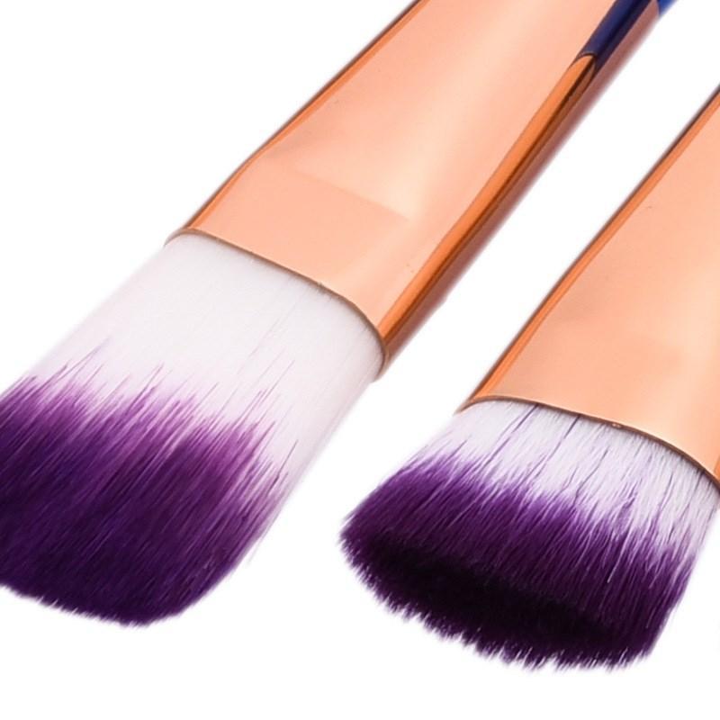 Purple Foundation Makeup Brushes with soft nylon bristles and durable plastic handles, perfect for flawless makeup application.