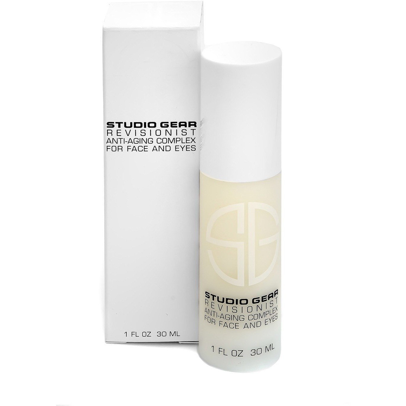 Studio Gear Cosmetics Revisionist Anti-Aging Complex in a sleek bottle, showcasing its advanced peptide technology for reducing wrinkles.