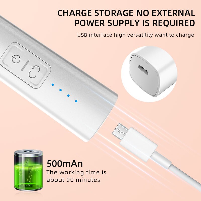 15000RPM Electric Nail Drill Mill with drill bits for manicure and pedicure, showcasing its sleek design and portable features.