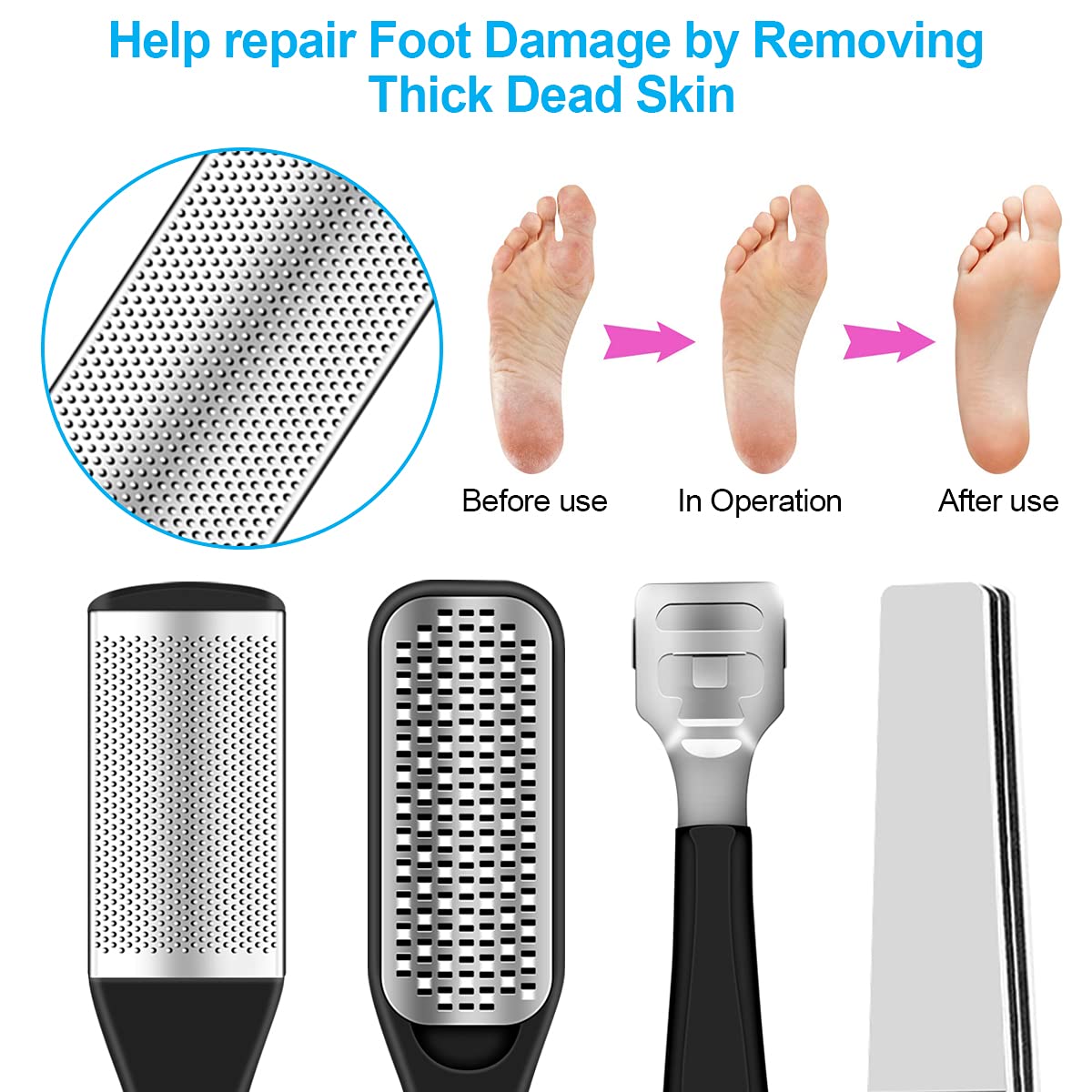 23 in 1 Professional Pedicure Tools Set featuring various stainless steel tools for foot care and maintenance.