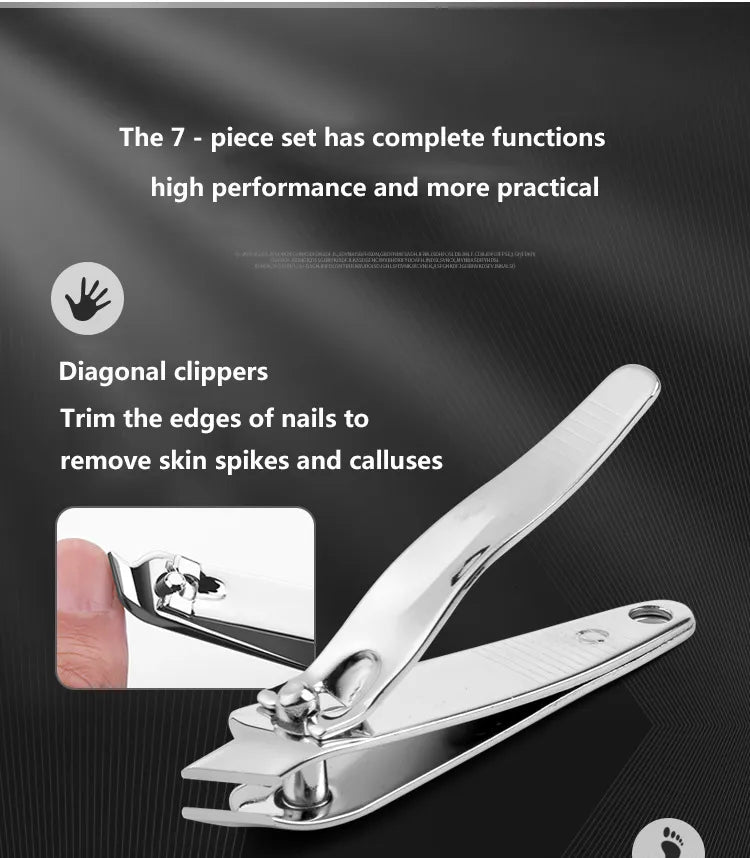 7 Piece Beauty Tool Kit with protective case, includes clippers, scissors, filer, and more for grooming.