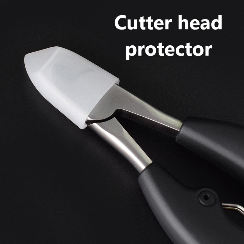 Black Toe Nail Clippers designed for thick nails, featuring a stainless steel blade and an ergonomic ABS frosted handle for safety and comfort.