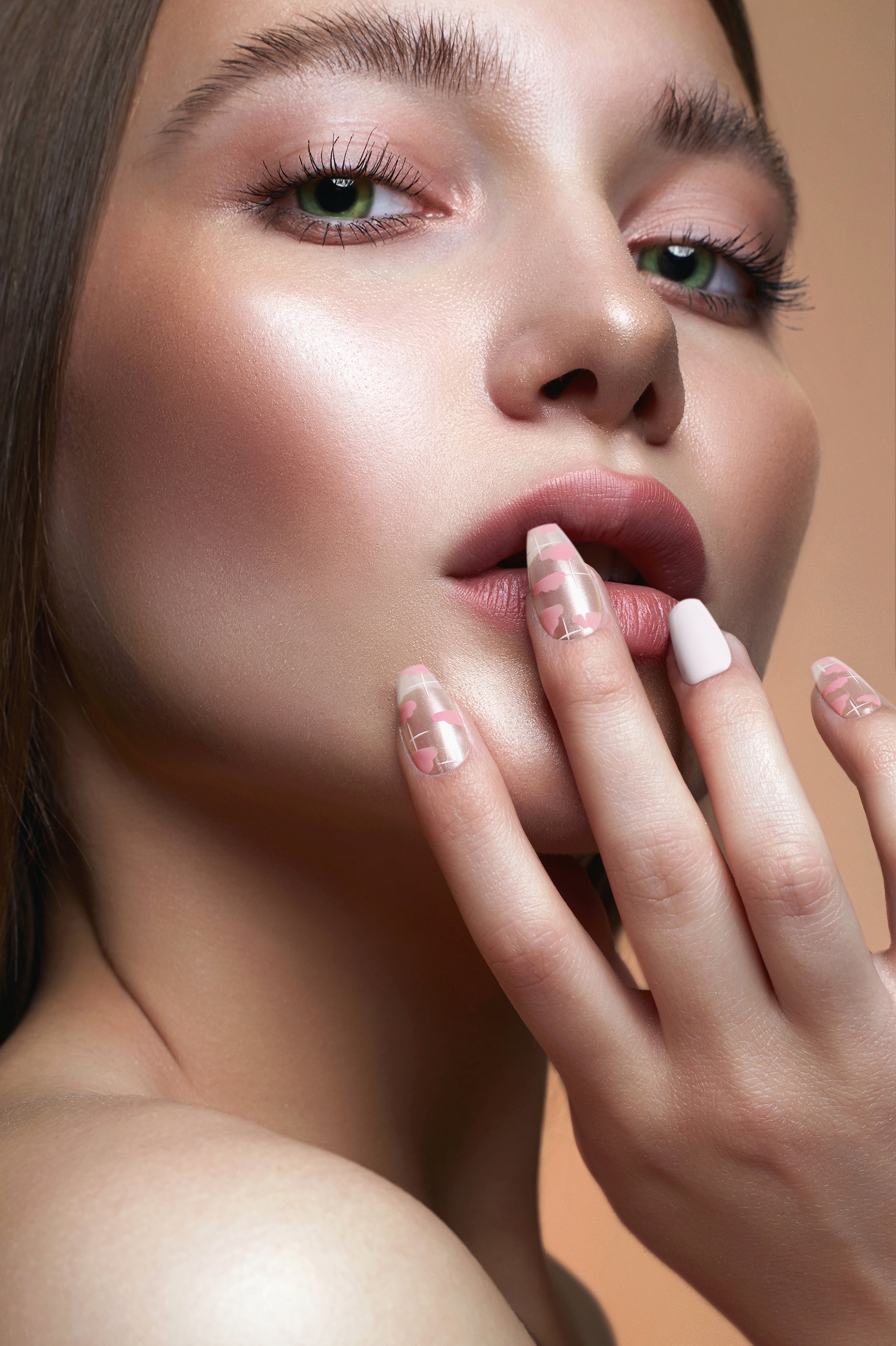 Cloud Waltz press-on nails featuring a soft pink-tinted design, perfect for elegant manicures.