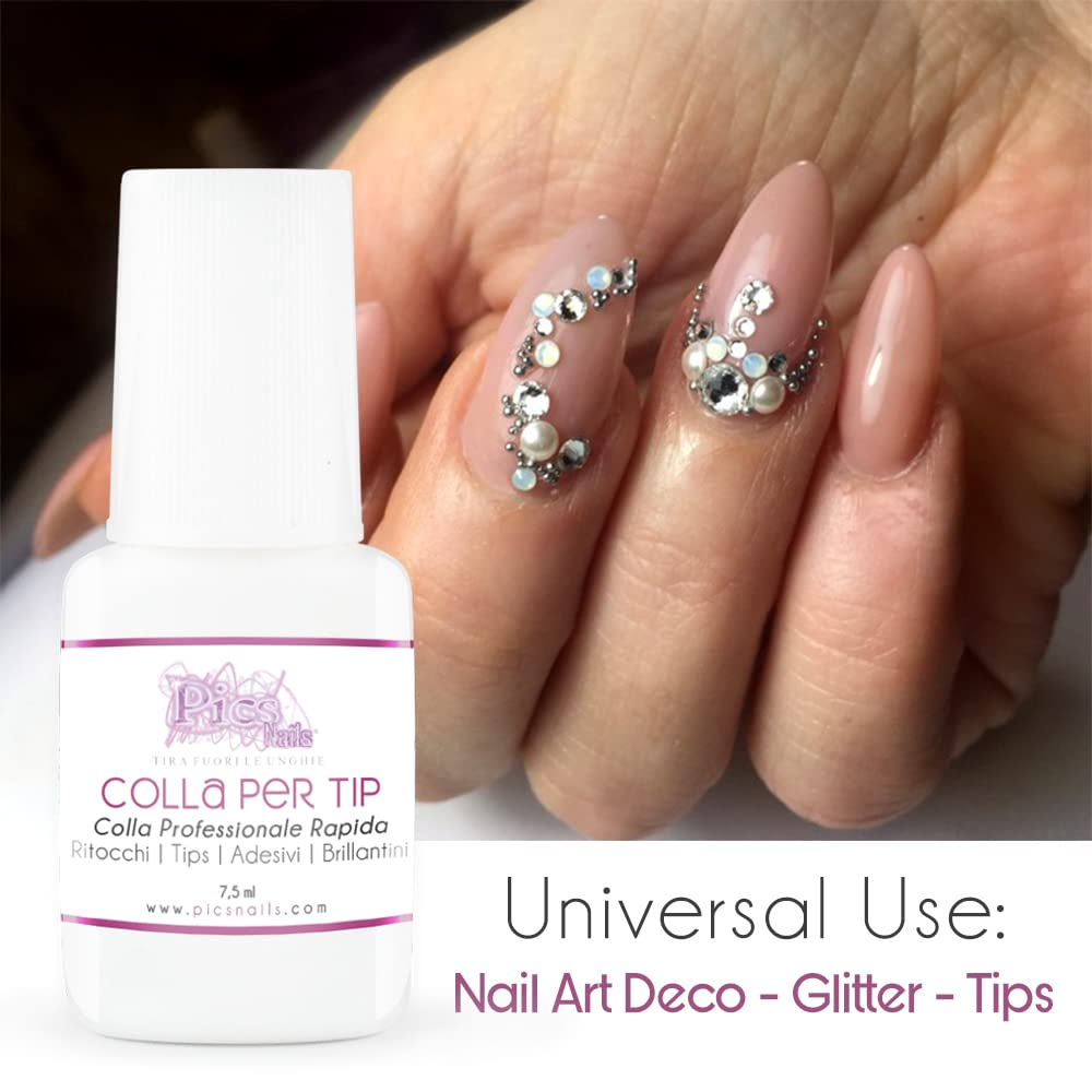 Colla per Unghie Professionale Extra Forte in confezione da 7,5 g con pennellino per applicazione.