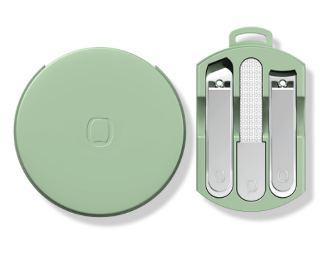 Colorful macaron nail clippers set featuring stainless steel scissors and nail file in vibrant colors.