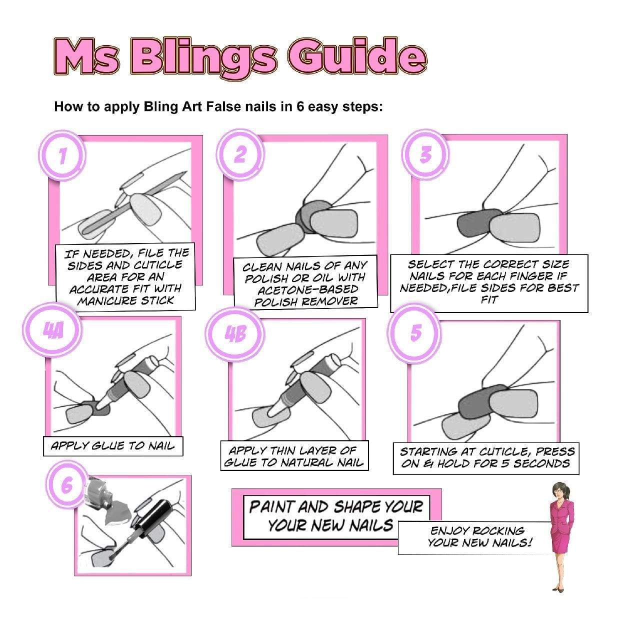 Bling Art 360 Squoval Long Transparent Acrylic Fake Nails displayed in various sizes, showcasing their elegant squoval shape and glossy finish.