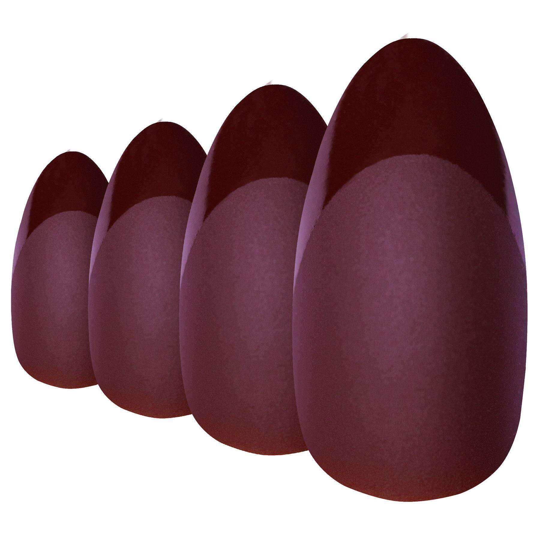 Bling Art Brown Matte Almond Stiletto false nails displayed with glue, nail file, and cuticle stick.