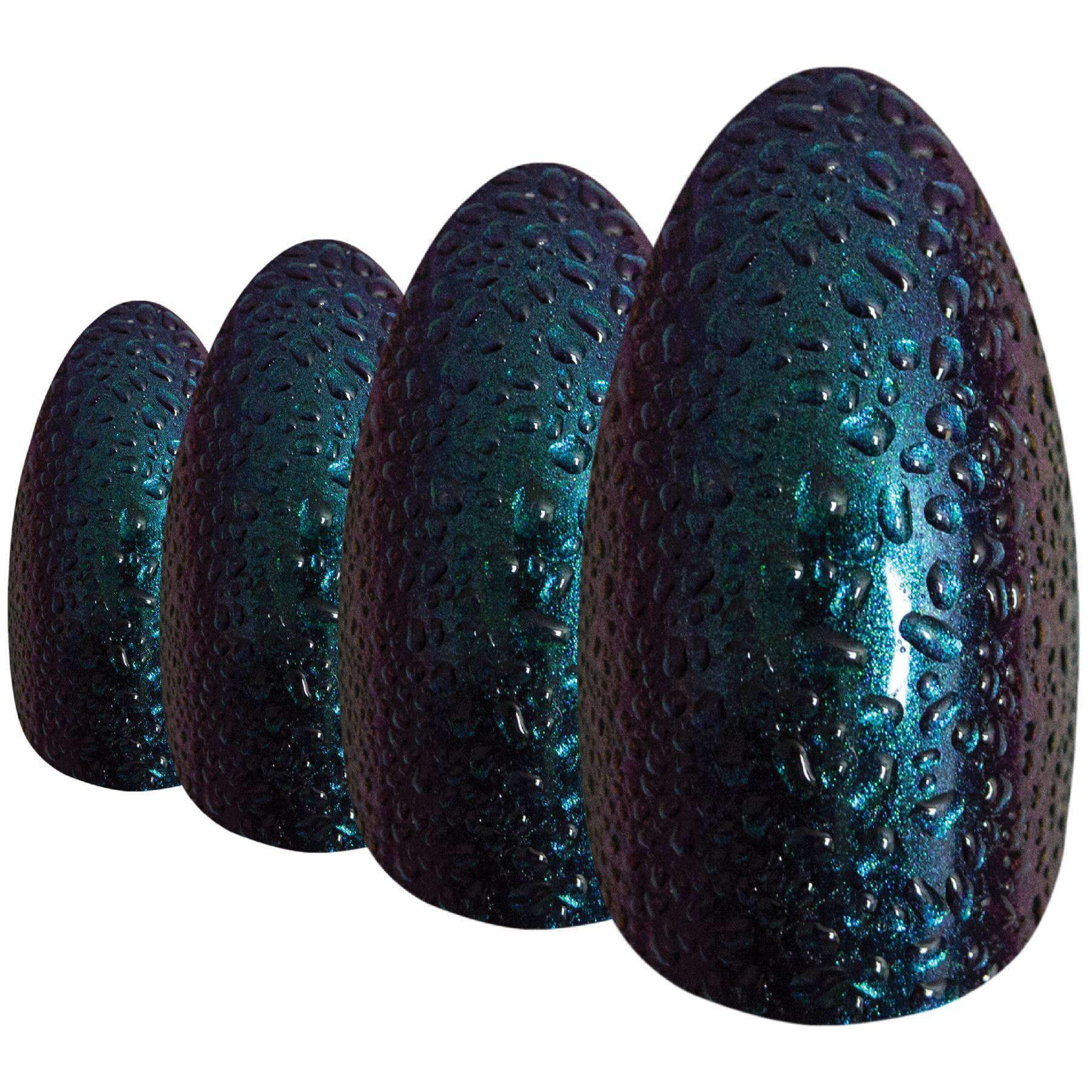 Bling Art Green Purple Water Almond Stiletto Acrylic Nails set with glue, nail file, and cuticle stick, showcasing a chameleon effect.