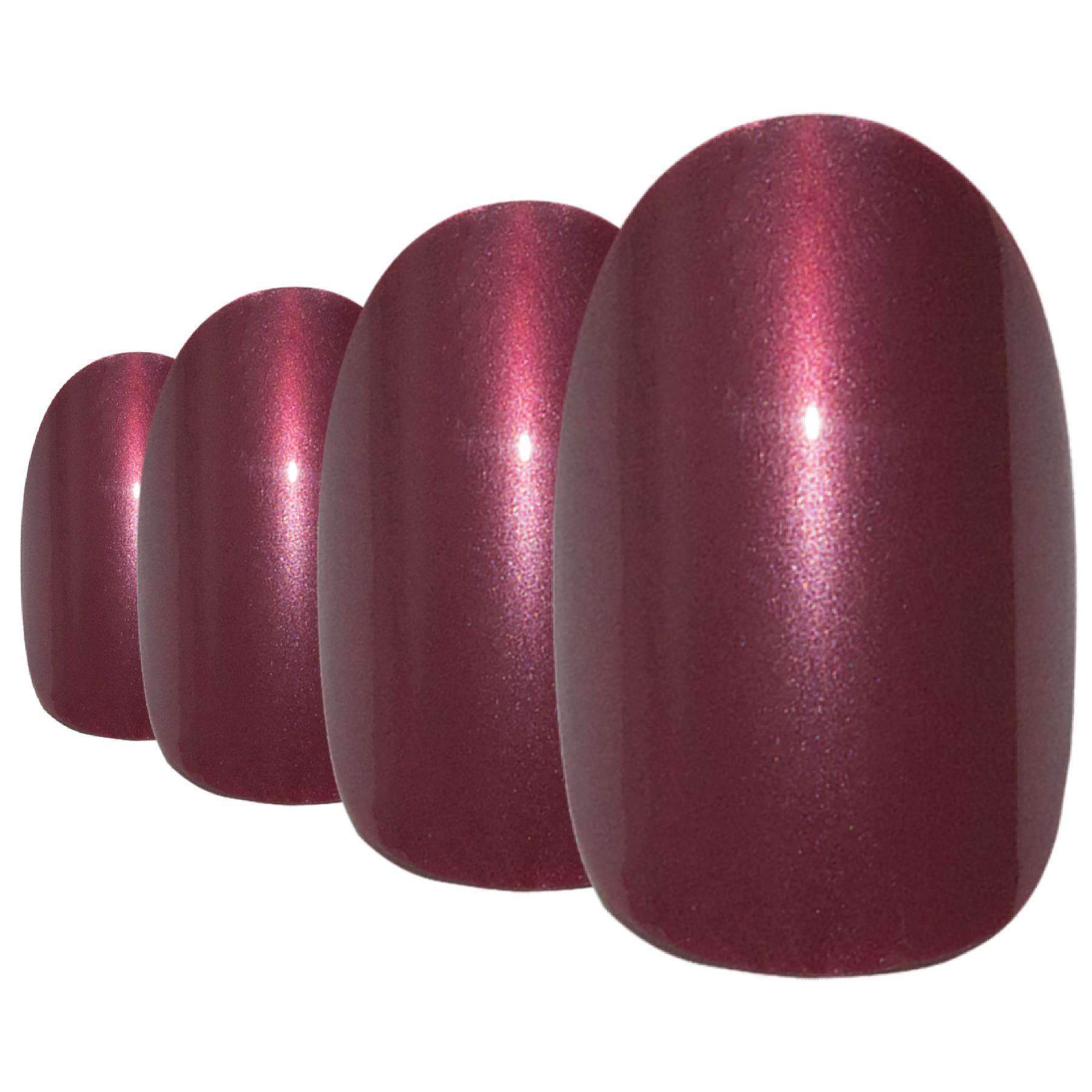 Bling Art Red Brown Glitter Oval Medium Acrylic Tips set with 24 fake nails, glue, nail file, and cuticle stick, showcasing a luxurious design.