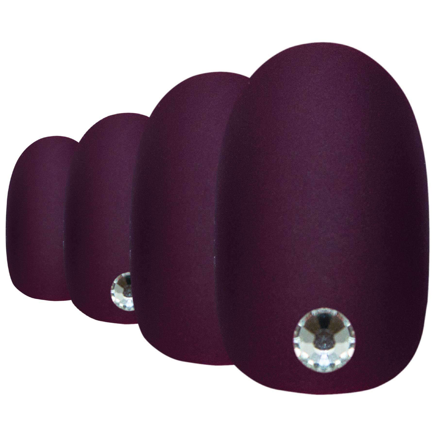 Bling Art Red Brown Matte Oval Medium Fake Acrylic Tips set with 24 nails, glue, nail file, and cuticle stick.