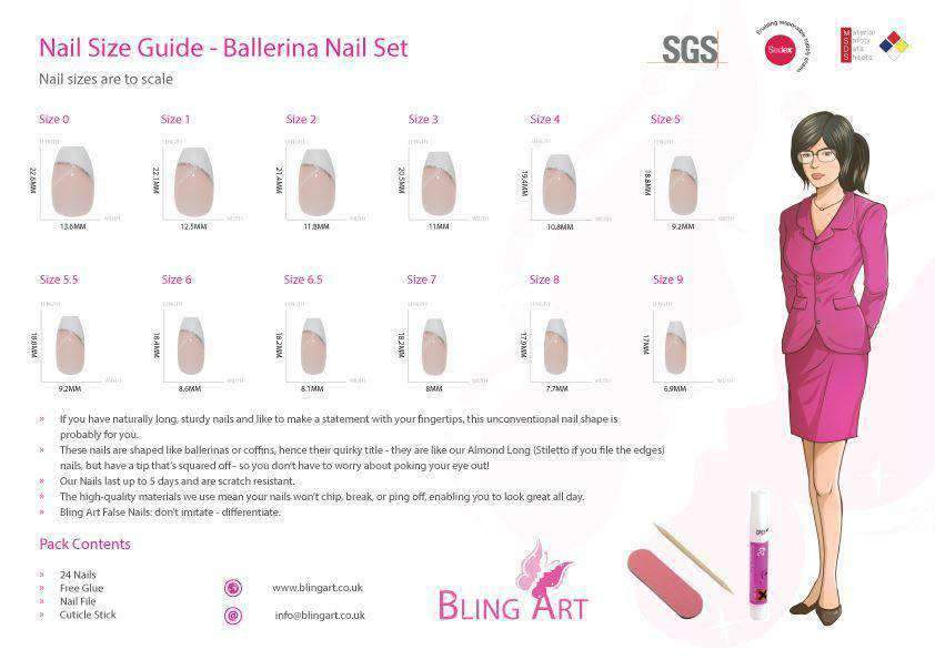 Bling Art Red Glitter Ballerina Coffin Acrylic False Nails set with 24 nail tips, glue, nail file, and cuticle stick, showcasing a glamorous scarlet glitter finish.