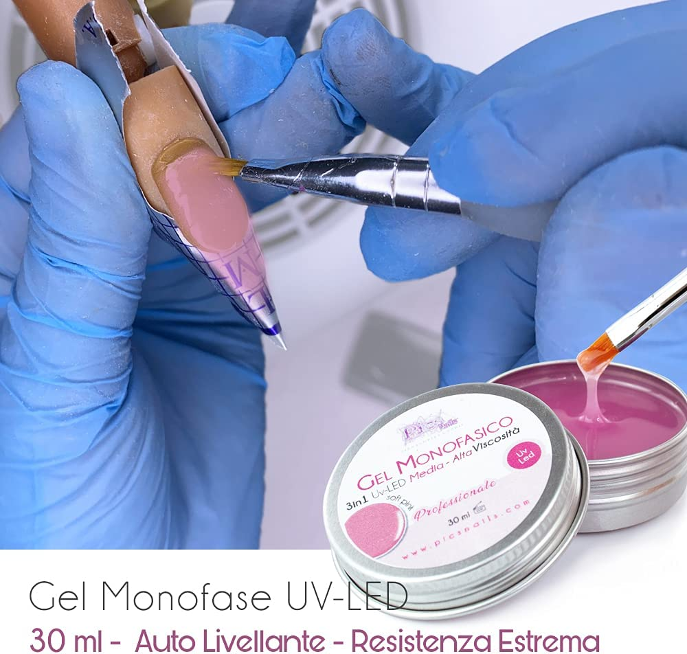 Gel Costruttore Monofasico UV-LED 3in1 Rosa Clear M.V. in flacone da 30 ml, ideale per la ricostruzione delle unghie.