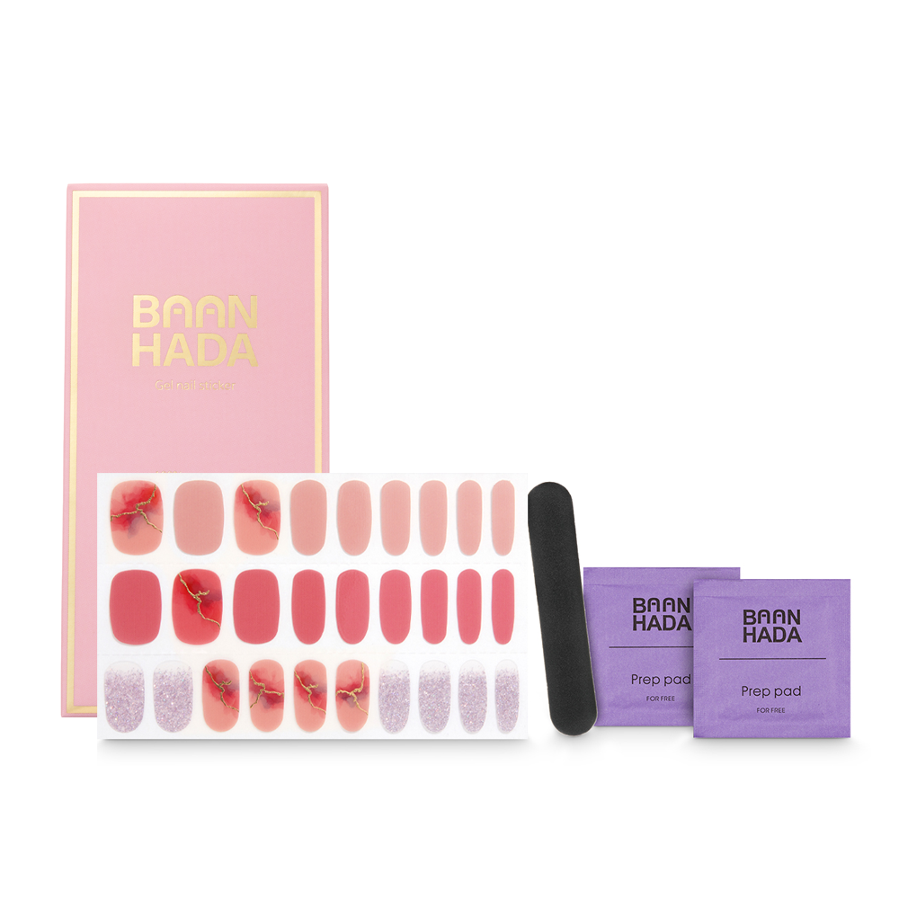 A collection of Korean Gel Nail Strips in various designs, showcasing self-adhesive nail decals for easy application.