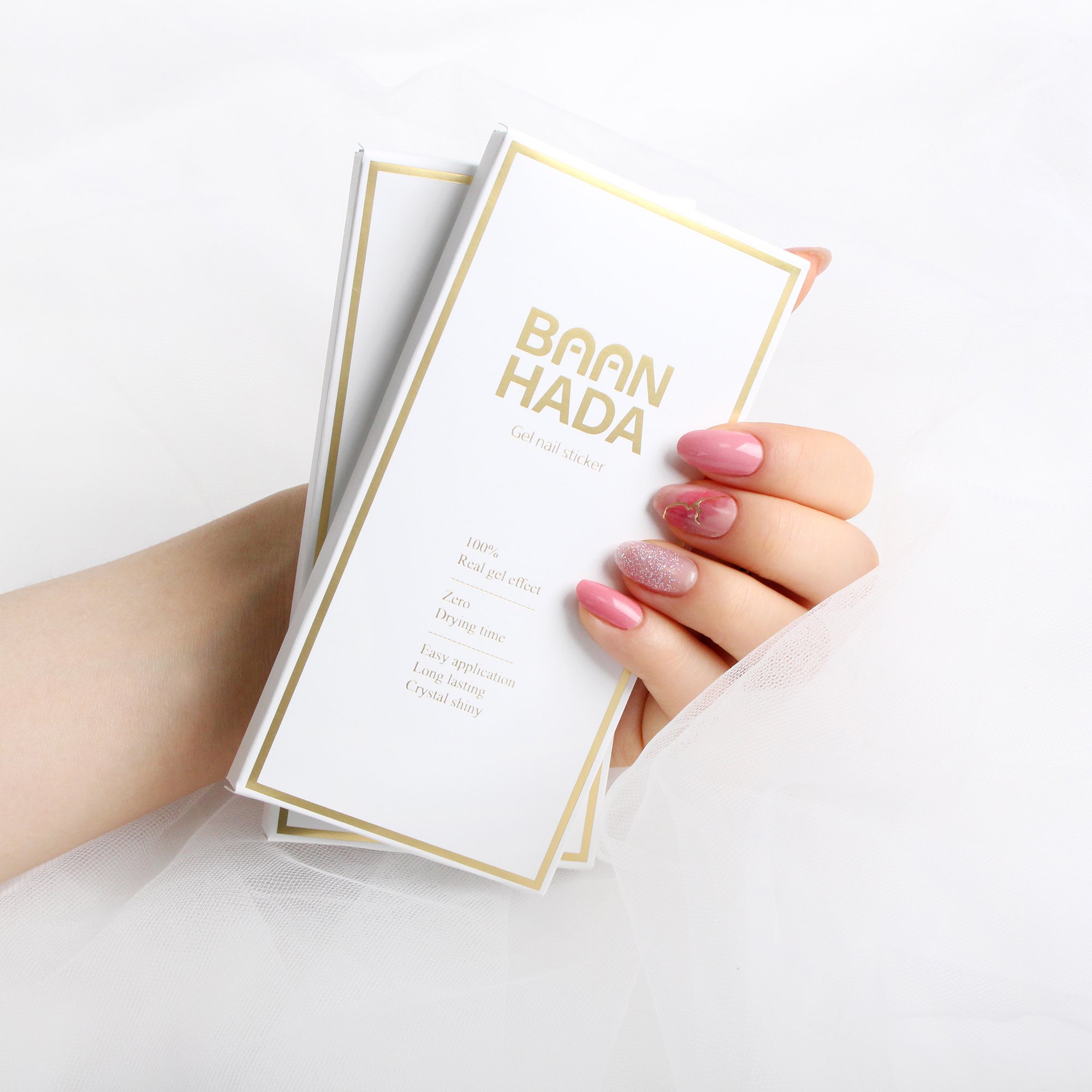 A collection of Korean Gel Nail Strips in various designs, showcasing self-adhesive nail decals for easy application.