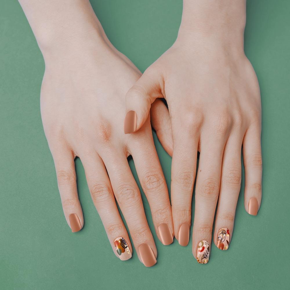 Korean Gel Nail Strips in various creative designs, showcasing self-adhesive nail decals for easy application.