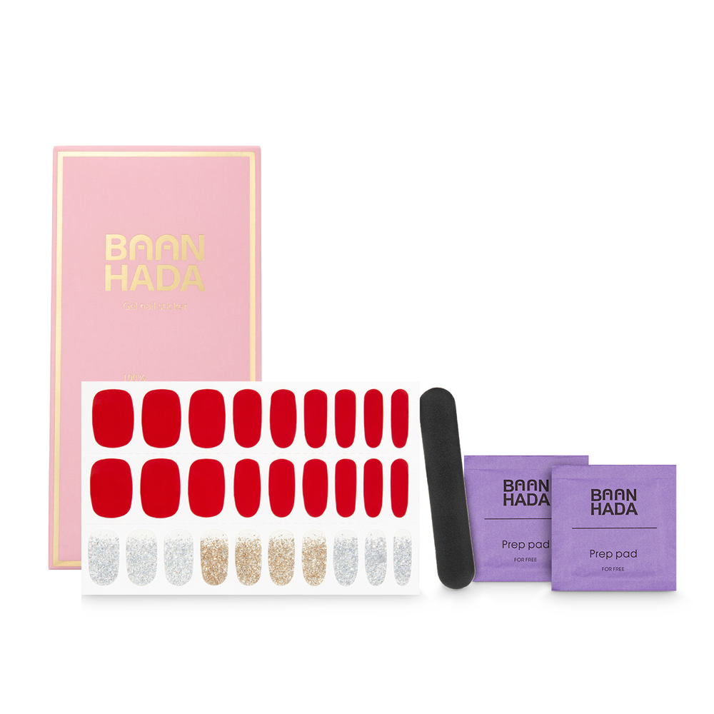 A vibrant display of Korean Gel Nail Strips in various designs and sizes, showcasing their self-adhesive quality and glossy finish.