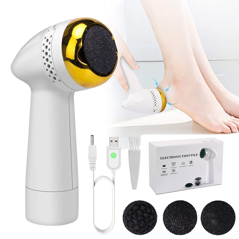 New Electric Pedicure Smooth Machine Callus Remover with USB charging, featuring multiple grinding heads and vacuum suction for easy foot care.