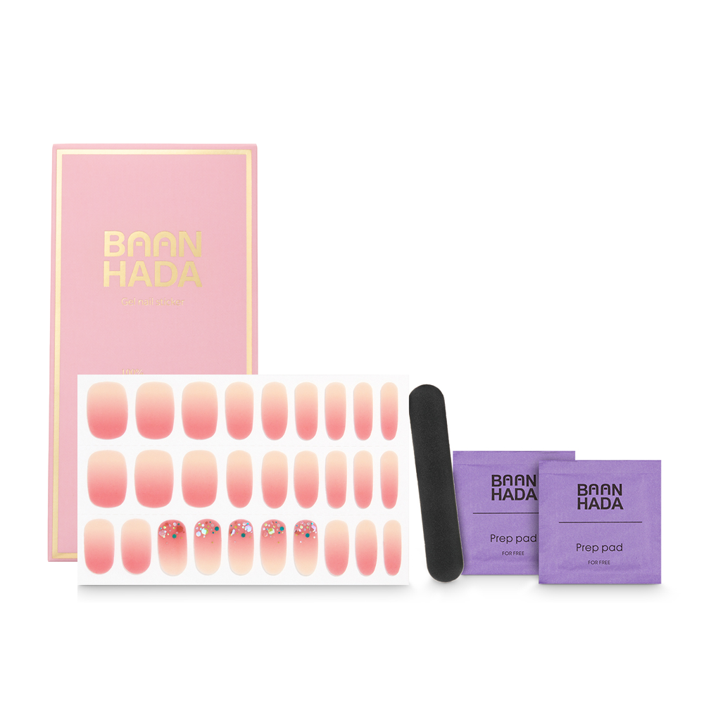 Pink Melody nail polish strips in various sizes, showcasing creative designs and vibrant colors for a stylish manicure.