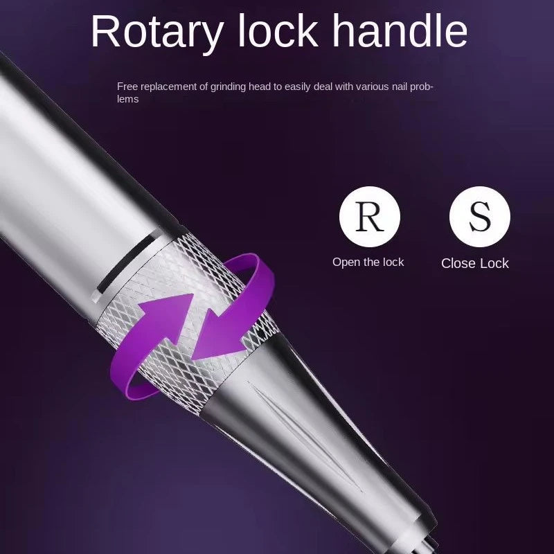 Portable USB Rechargeable 35000RPM Nail Polisher with ergonomic design and LCD screen, ideal for professional nail art.