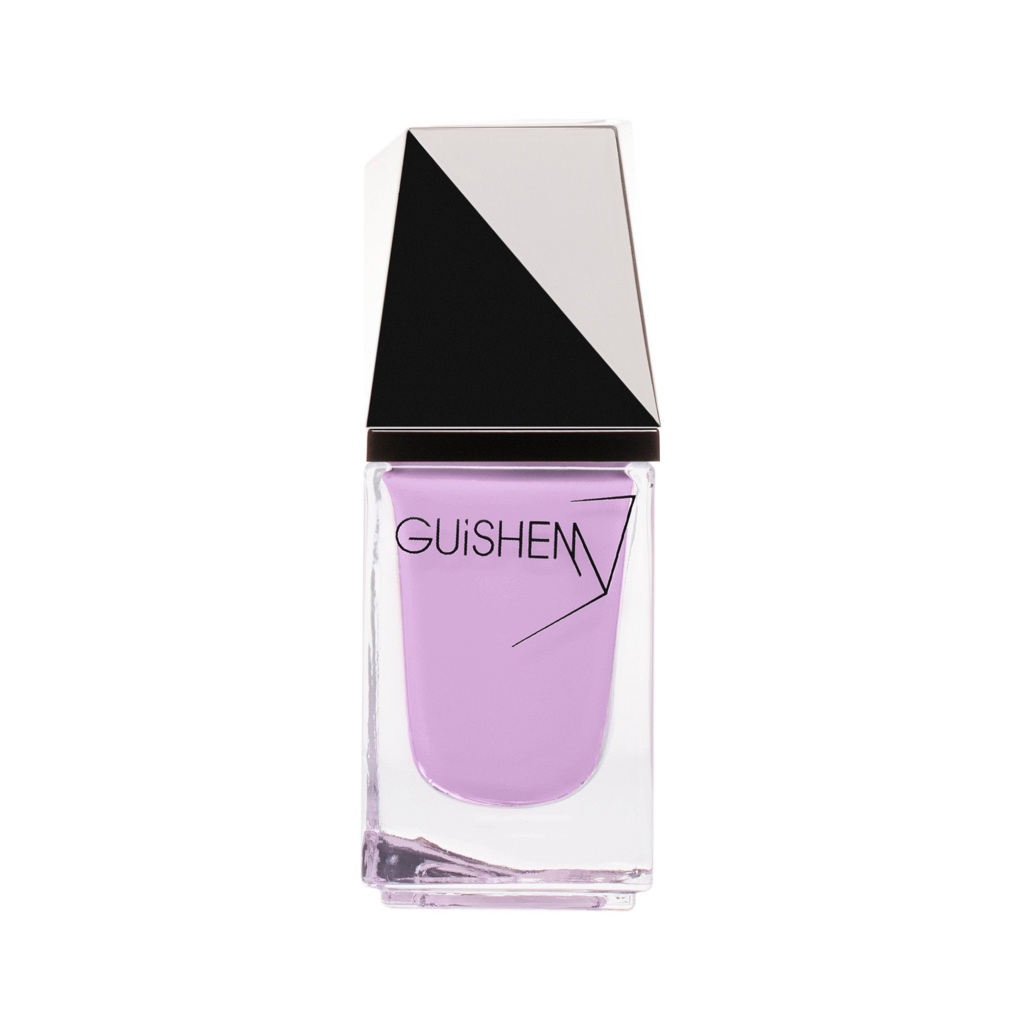 GUiSHEM Premium Nail Lacquer in BOUQUET - 063, showcasing a vibrant purple shade in a modern glass bottle with a custom brush.