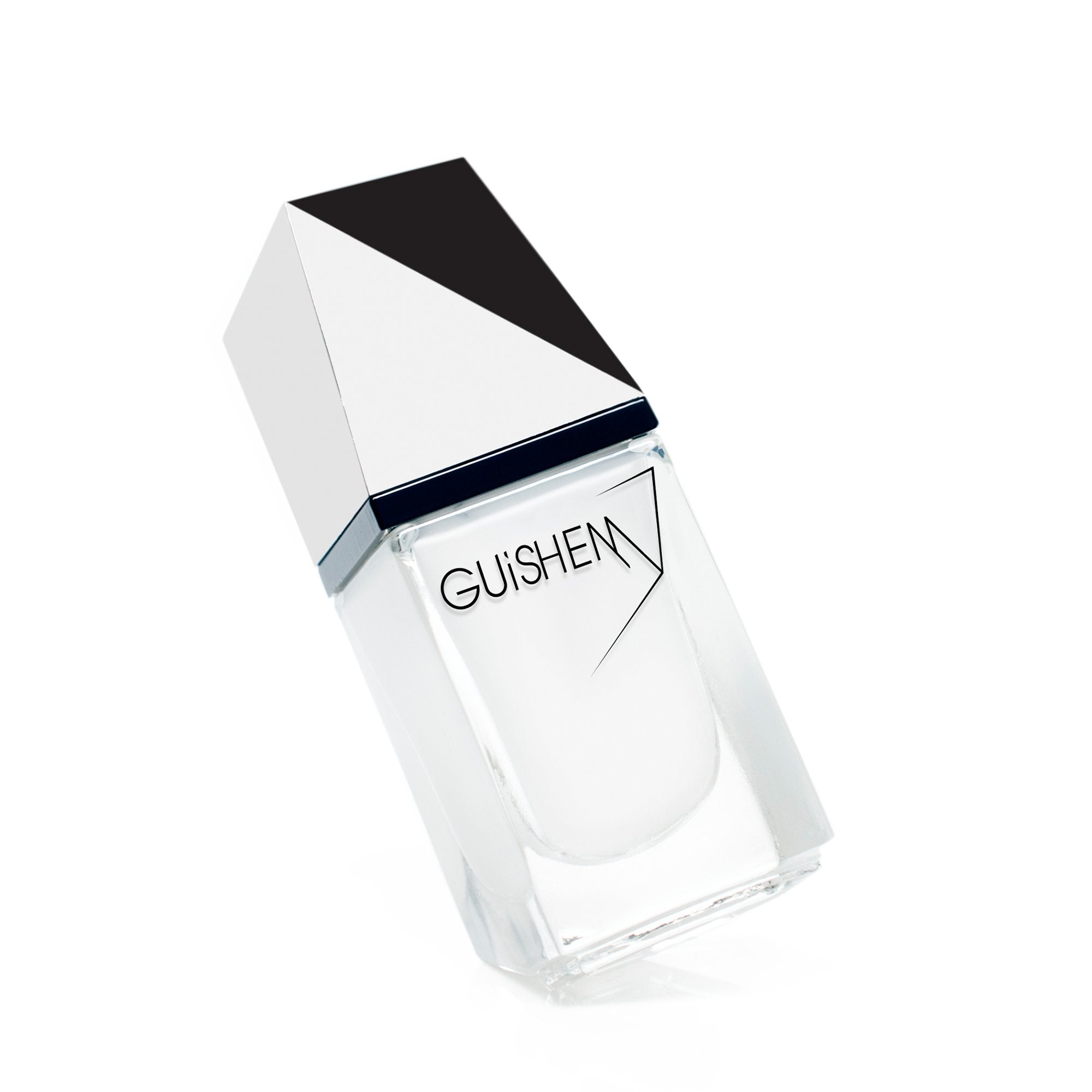 GUiSHEM Premium Nail Lacquer FUREUR BLANC - 302 in a stylish glass bottle with a custom brush for easy application.