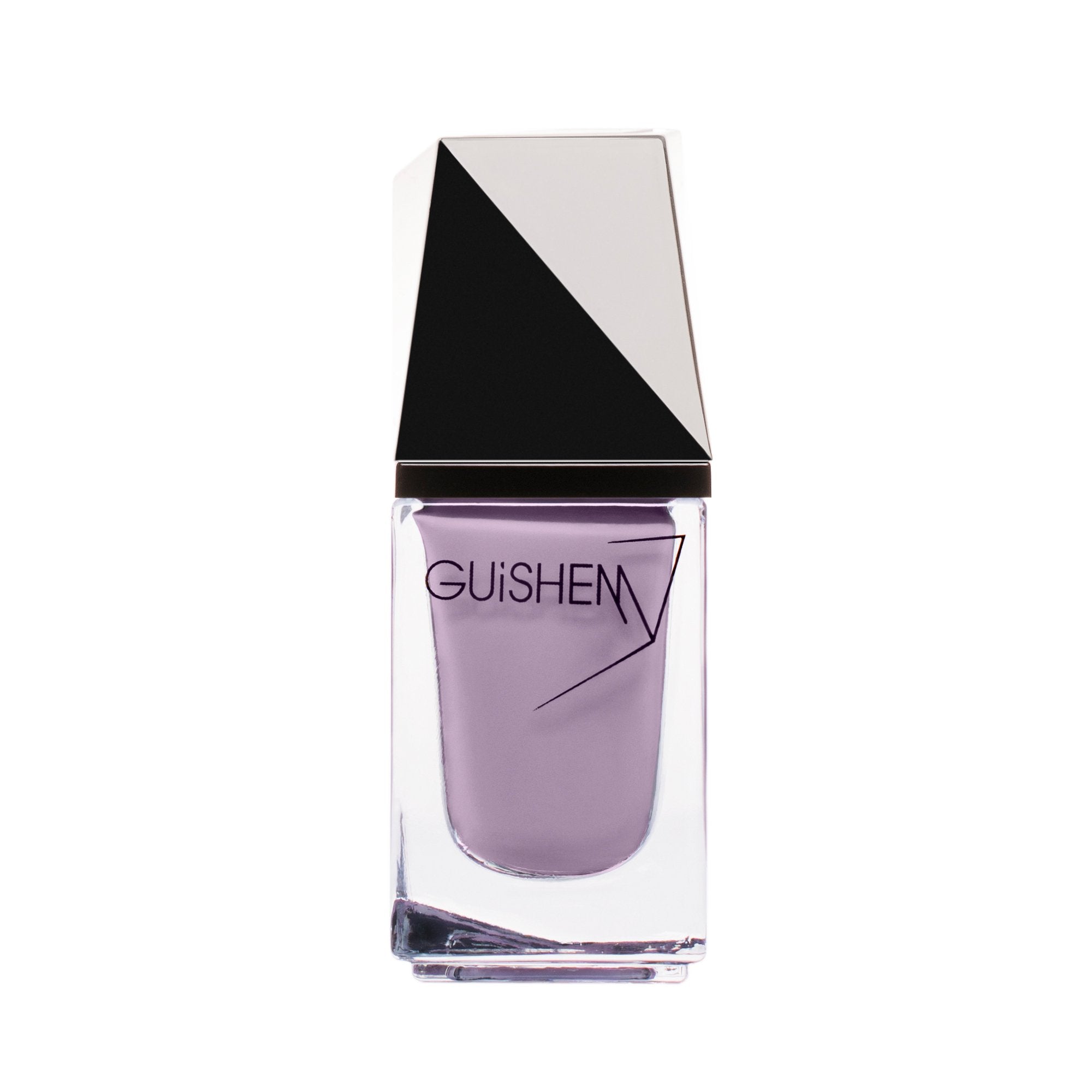 GUiSHEM Premium Nail Lacquer in Velvet Violet, showcasing a modern glass bottle and custom brush applicator.