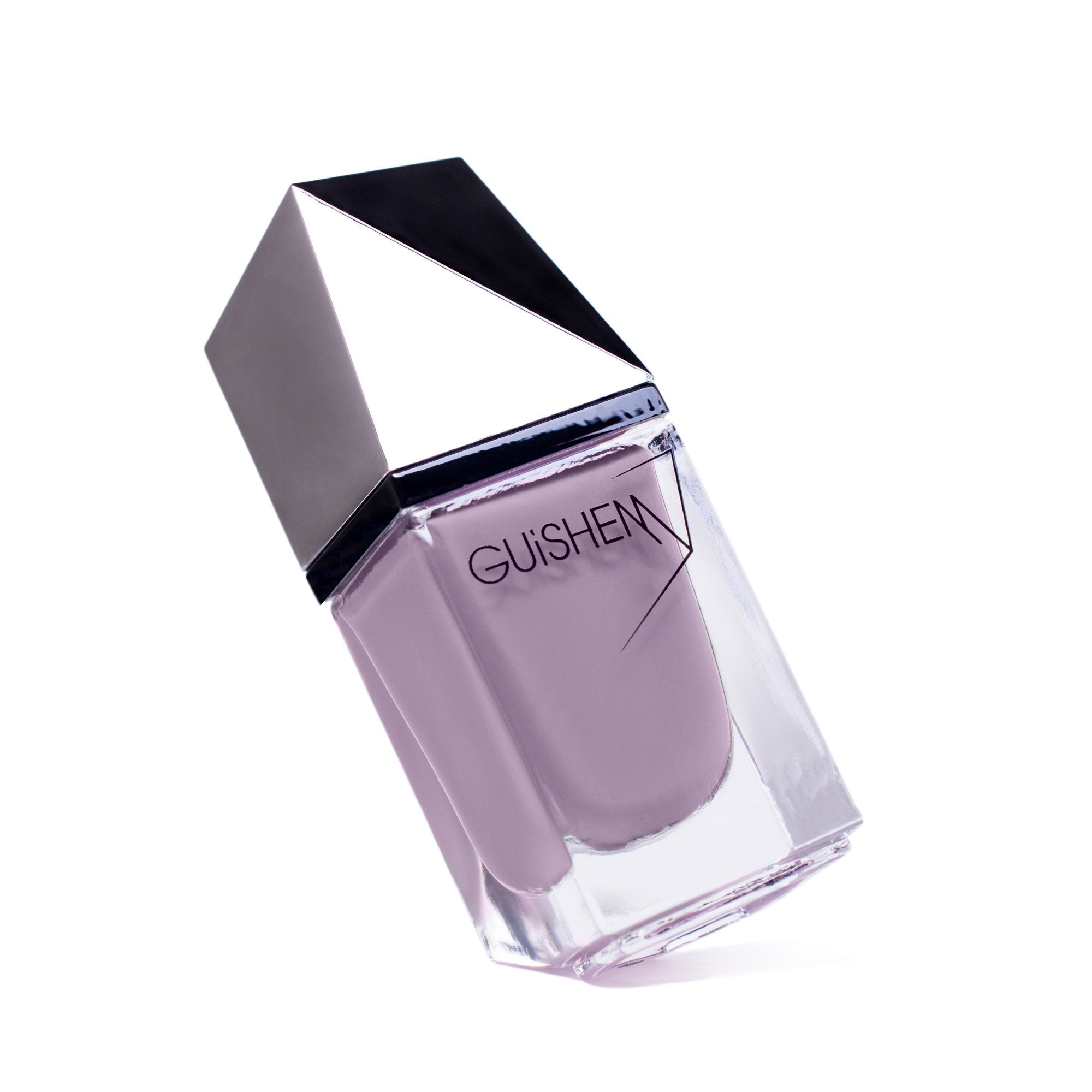 GUiSHEM Premium Nail Lacquer in Velvet Violet, showcasing a modern glass bottle and custom brush applicator.