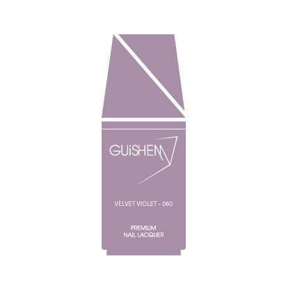 GUiSHEM Premium Nail Lacquer in Velvet Violet, showcasing a modern glass bottle and custom brush applicator.