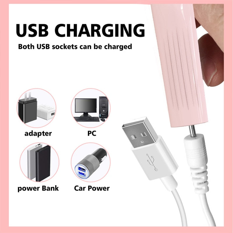 USB Professional Electric Pen-Shape Nail Grinder Machine with multiple grinding heads and USB charging cable.