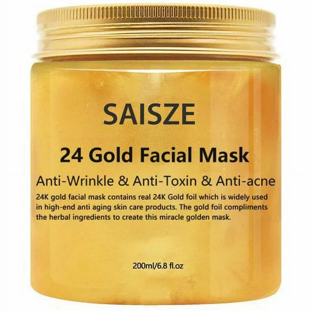 24K Gold Collagen Facial Mask and Gold Serum set, showcasing luxurious packaging and product details.