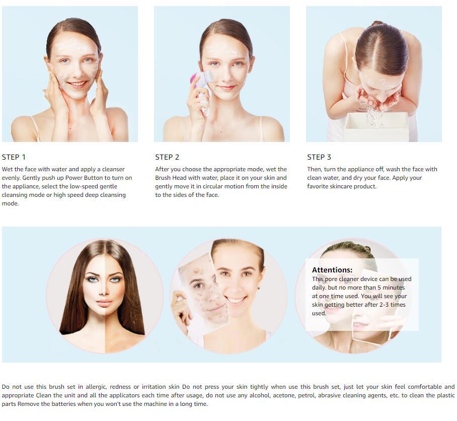 5 in 1 Face Massage Cleansing Brush Set featuring five different brushes for effective skin cleansing and exfoliation.