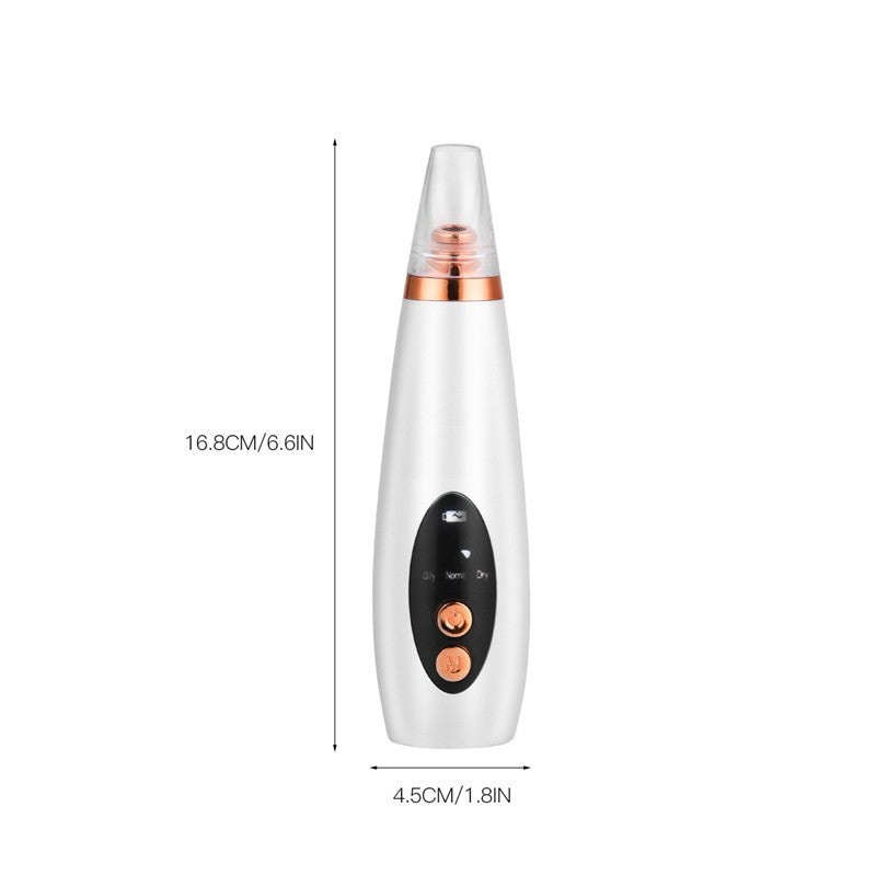 6 In 1 Electric Facial Blackhead Remover with multiple tips and USB charging cable, designed for effective pore cleaning and skincare.