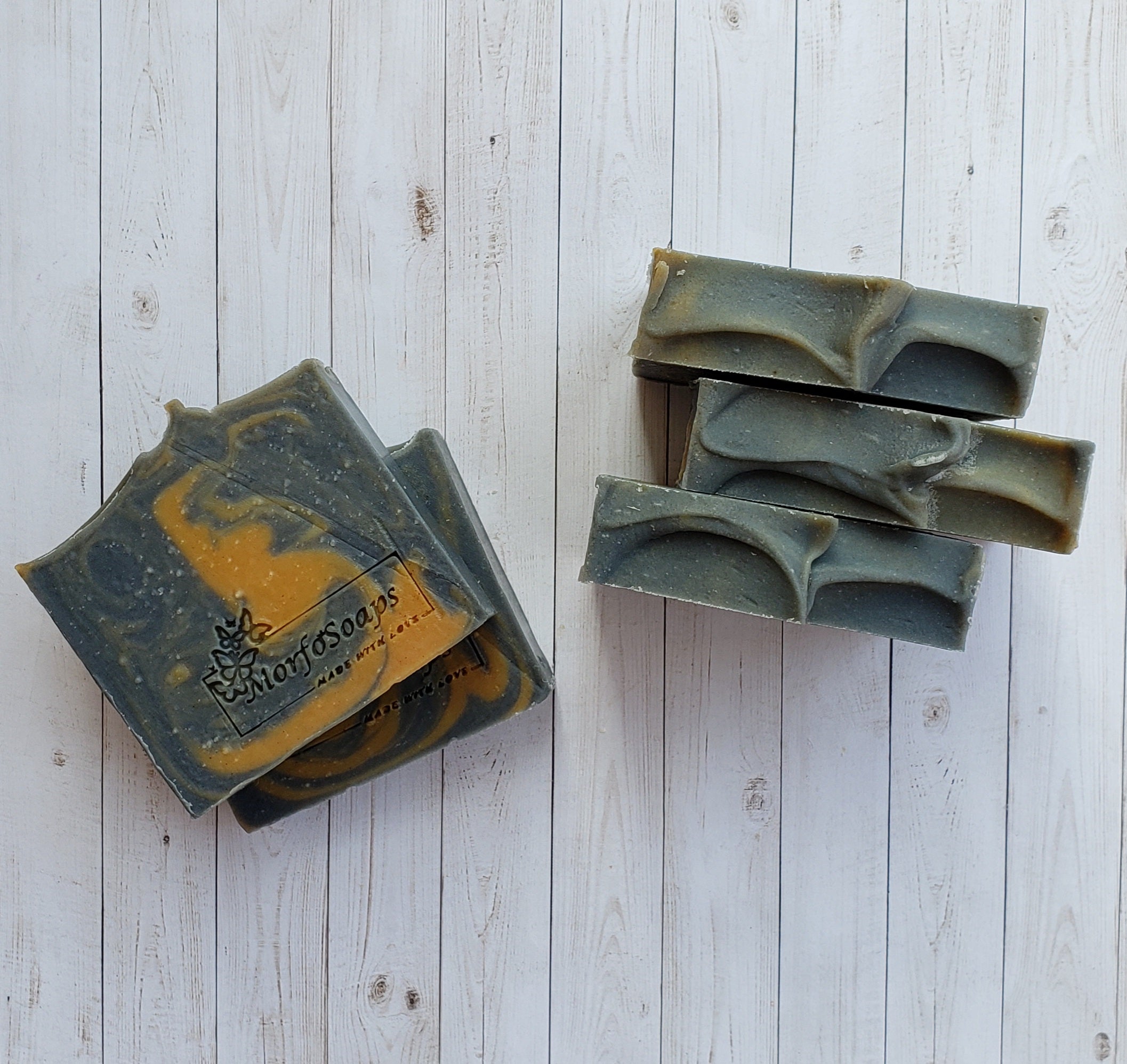 Antiseptic Handmade Soap bar with organic ingredients, showcasing its unique texture and color variations.
