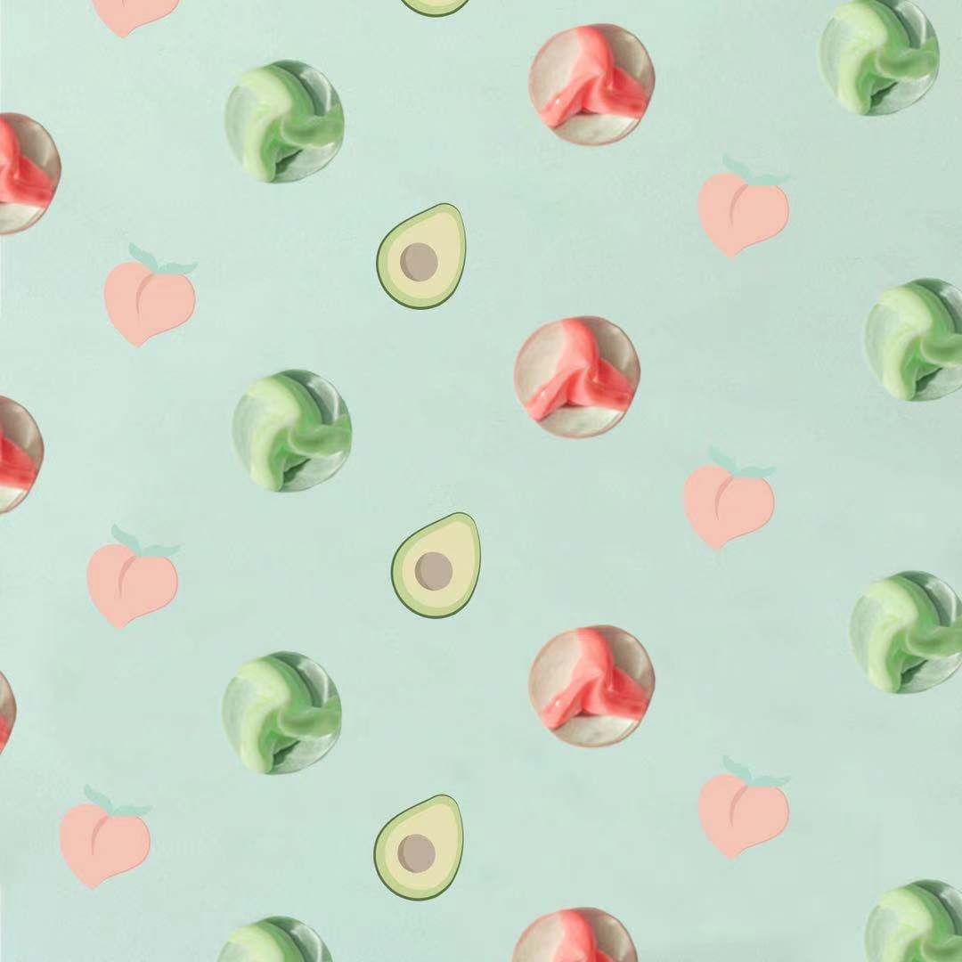 Fruits and shapes pattern background.