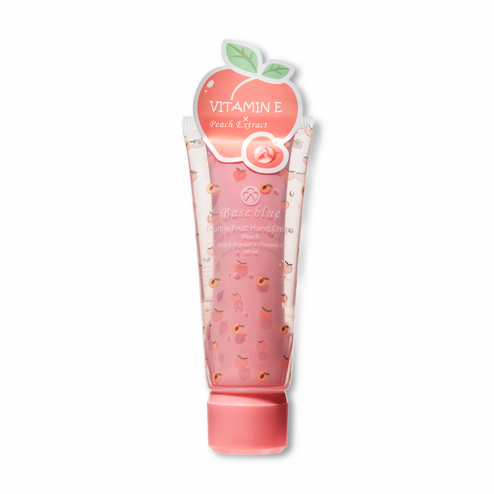 Peach-scented hand cream tube.