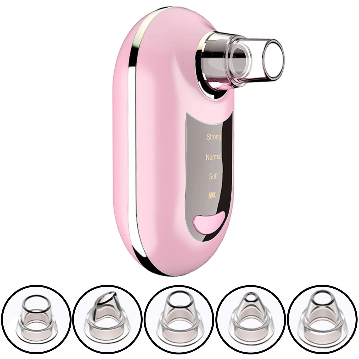 Blackhead Remover Electric Vacuum Suction device with multiple tips and USB charging cable, designed for effective blemish cleaning.