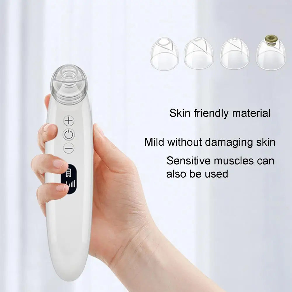 Blackhead Remover Pore Vacuum Cleaner with multiple suction heads and USB charging cable, designed for effective skin care.