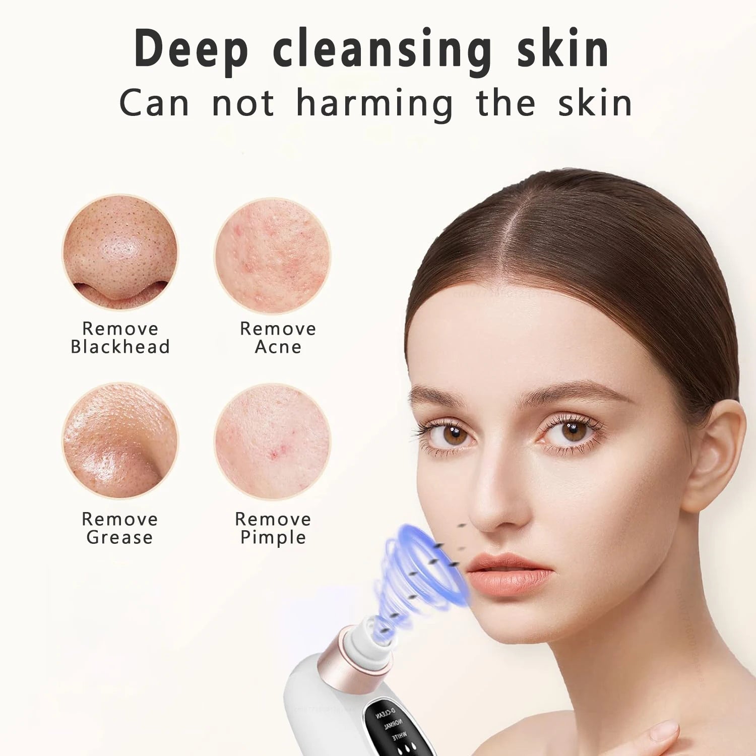 Blackhead Remover Pore Vacuum device with multiple suction heads and USB charging port, designed for deep facial cleansing.
