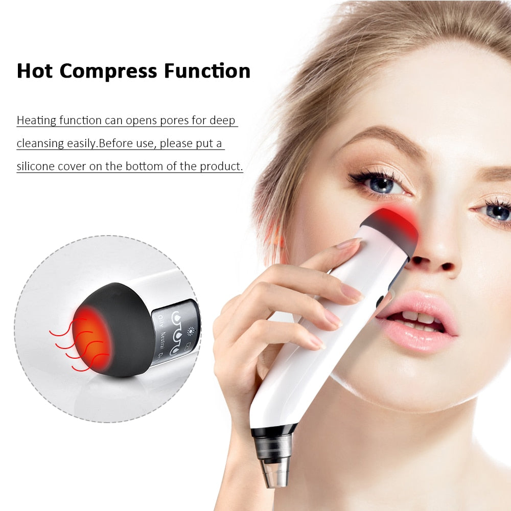 Blackhead Remover USB Facial Cleansing tool with adjustable suction levels and multiple heads for effective acne removal.