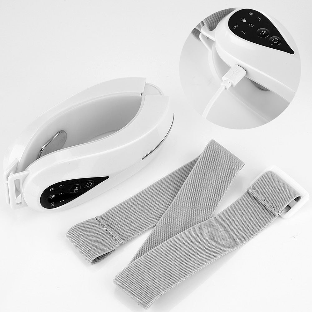 Chin V-Line Up Lift Belt Machine in blue with LED lights, designed for facial lifting and skin rejuvenation.