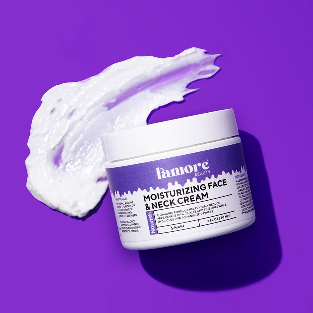 L'amore Complete 5-Step Skincare System featuring five skincare products including cleanser, toner, serum, eye serum, and moisturizer.