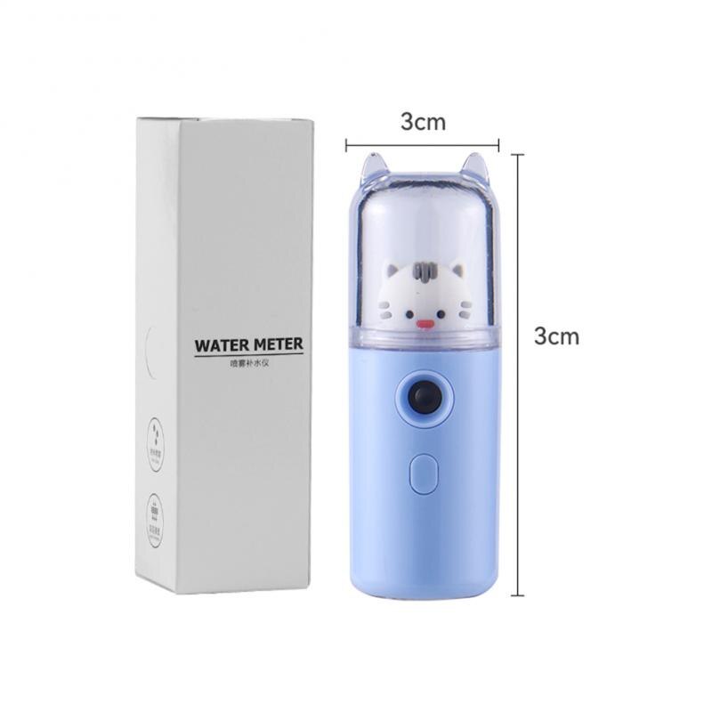 Cute Cat Mini Portable Hand-held Rehydrator Humidifier Face Sprayer in purple, pink, white, and blue colors, designed for easy hydration.
