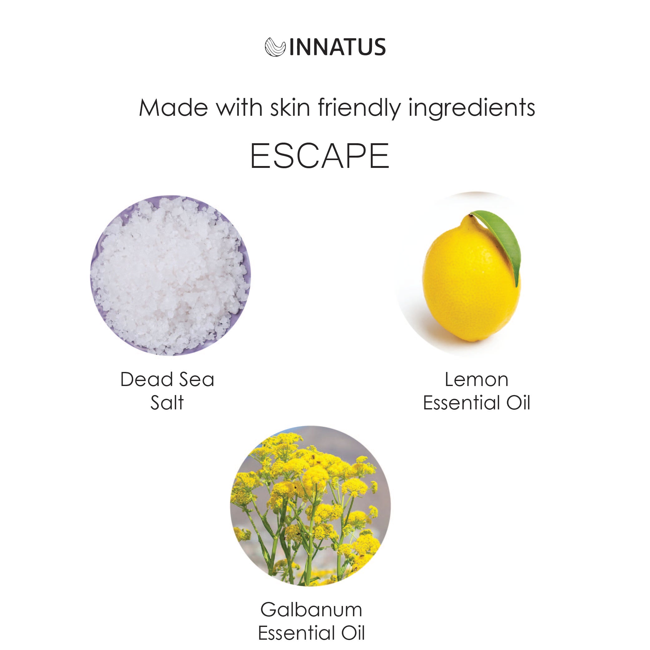 A soothing bath scene featuring Dead Sea Escape Bath Salt Soak with 21 minerals, showcasing the product packaging and a serene bath setting.